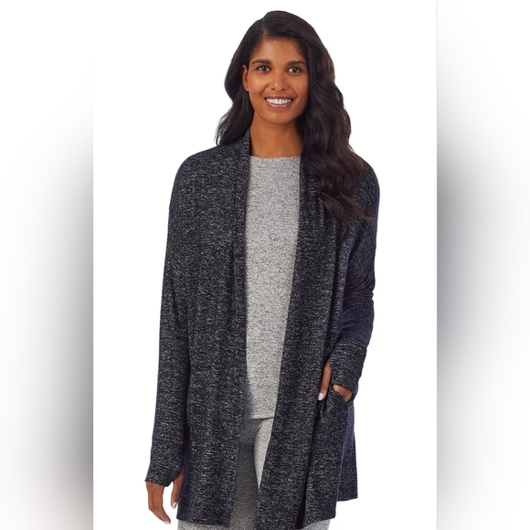 Cuddl Duds SoftKnit Wrap Marled Charcoal S/M - Picture 1 of 7